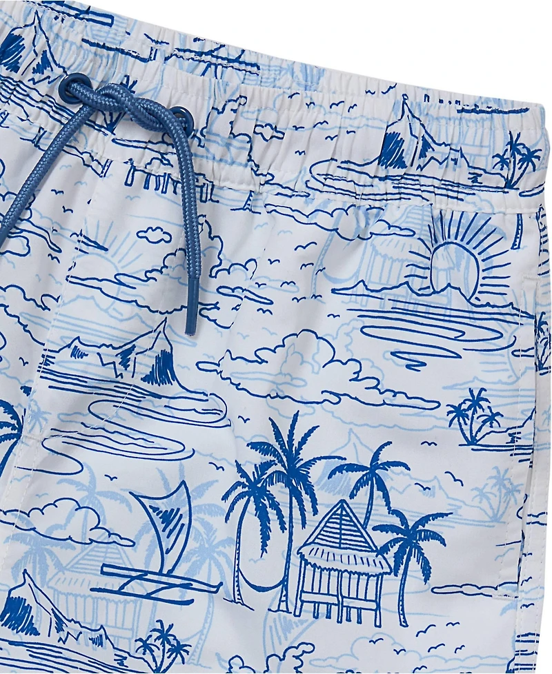 Lands' End Big Boys Husky Chlorine Resistant 5" Swim Trunks with Mesh Liner