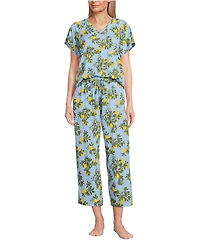 Lands' End Women's Cooling Pajama Set - Short Sleeve Top and Crop Pants