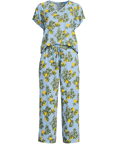Lands' End Women's Cooling Pajama Set - Short Sleeve Top and Crop Pants