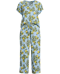 Lands' End Women's Cooling Pajama Set - Short Sleeve Top and Crop Pants