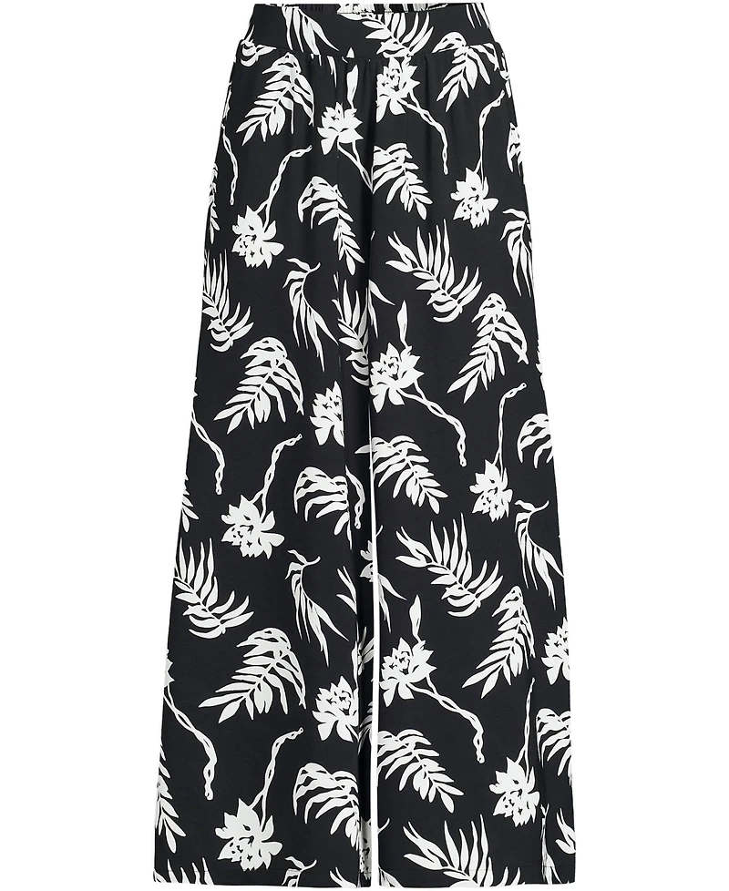 Lands' End Women's Creaseless High Rise Palazzo Crop Pants