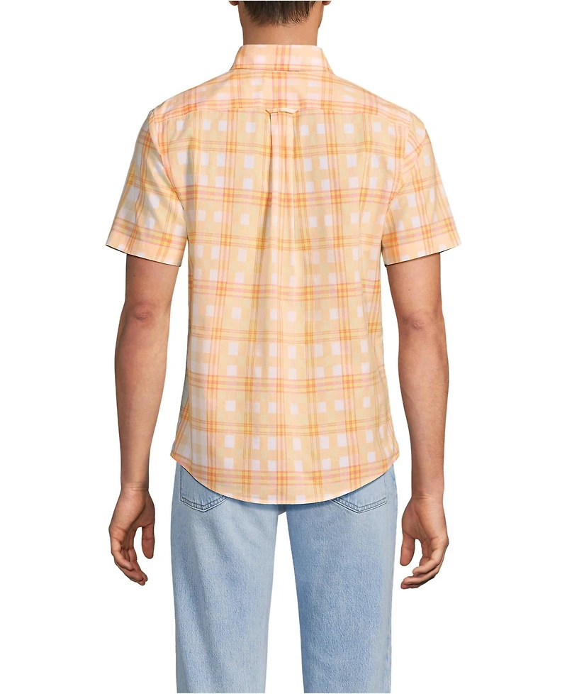 Lands' End Men's Traditional Fit Short Sleeve Madras Shirt