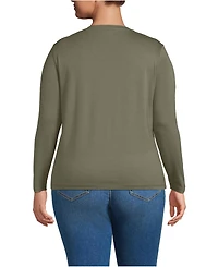 Lands' End Plus Relaxed Supima Cotton Long Sleeve V-Neck T-Shirt
