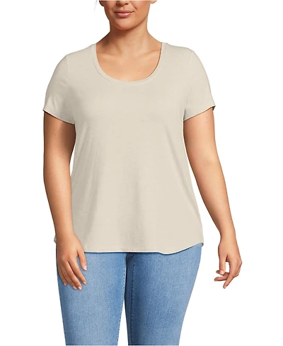 Lands' End Plus Short Sleeve Lightweight Jersey Scoop Neck T-shirt