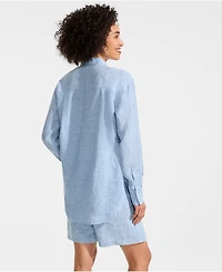 Lands' End Women's Linen Oversized Button Front Shirt