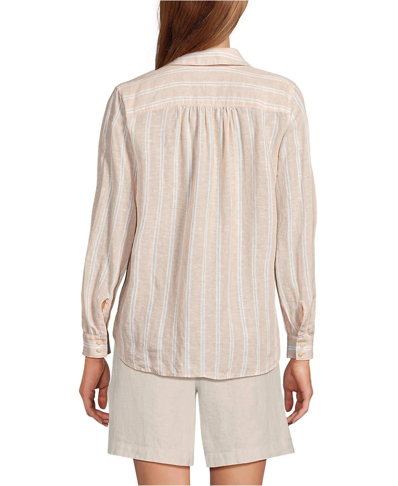Lands' End Women's Linen Long Sleeve Feminine Shirt