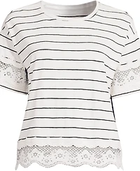 Lands' End Petite Short Sleeve Slub Jersey Cutwork T-Shirt