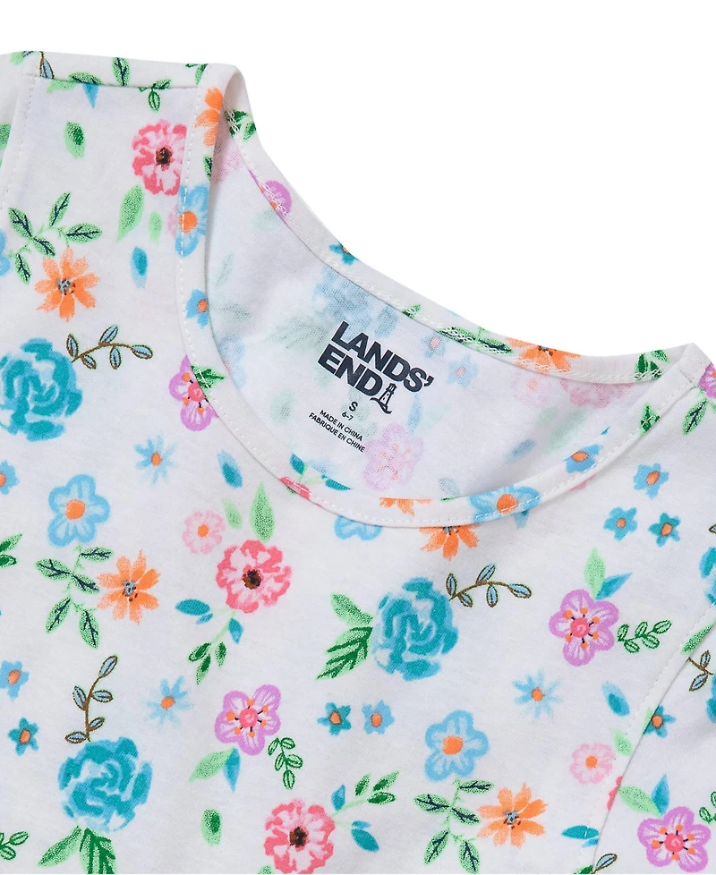 Lands' End Girls Short Sleeve Gathered Waist Jersey Dress