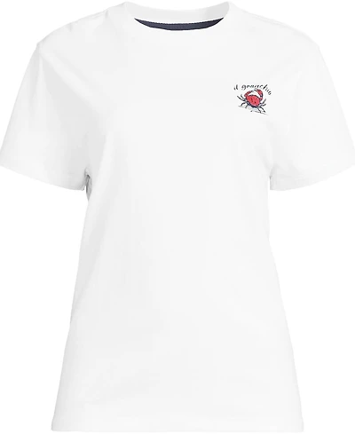 Lands' End Women's Short Sleeve Crew Neck Graphic T-Shirt
