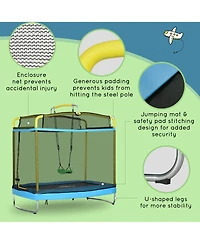 Qaba 3-In-1 Trampoline for Kids, 6.9' Kids Trampoline with Net, Light