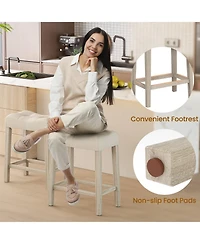 Gymax 24'' Bar Stools Set of 2 w/ Footrest Rubber Wood Frame for Kitchen Island