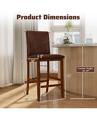 Gymax 26 Inch Counter Barstools Set of 2 w/Upholstered Seat and Backrest for Dining Room