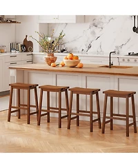 Gymax Saddle-Seat Counter Height Stools Set of 4 Backless Barstools w/ Curved Seat