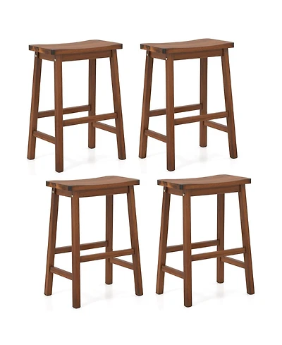 Gymax Saddle-Seat Counter Height Stools Set of 4 Backless Barstools w/ Curved Seat