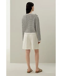 Lilysilk Women's Toscana Striped Pointelle Cardigan