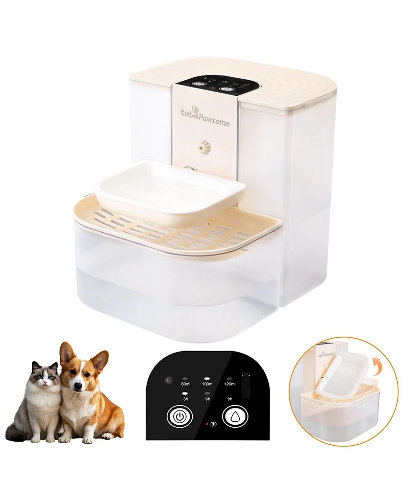 Zeus and Ruta Smart Pet Water Fountain 45L Cordless Rechargeable Auto Cat Dog Dispenser Remote Control 3 Volume Settings