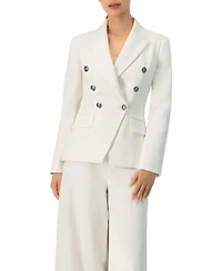 Ivonne Women's Double-Breasted Blazer with Flap Pockets