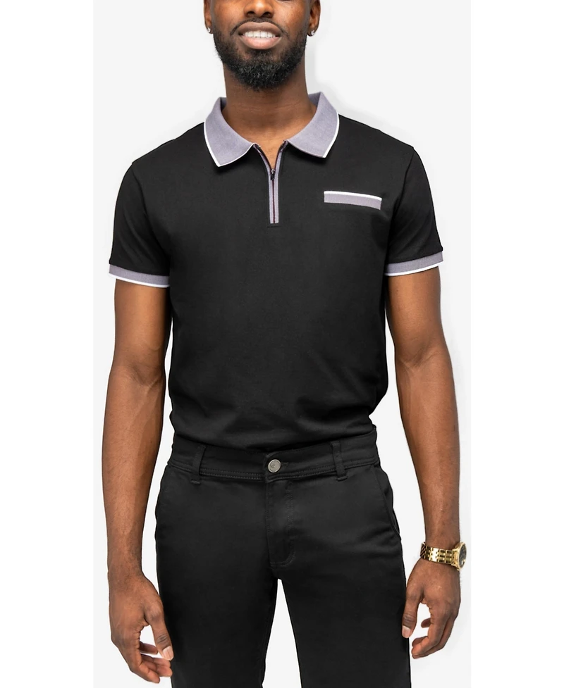 X-Ray Men's Comfort Zip-Neck Tipped Polo Shirt