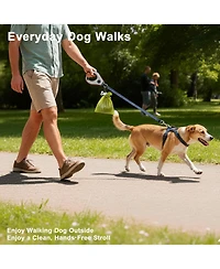 Aronkl 2pcs Dog Poop Bag Holder Hand Free Metal Waste Carrier for Leash Walking