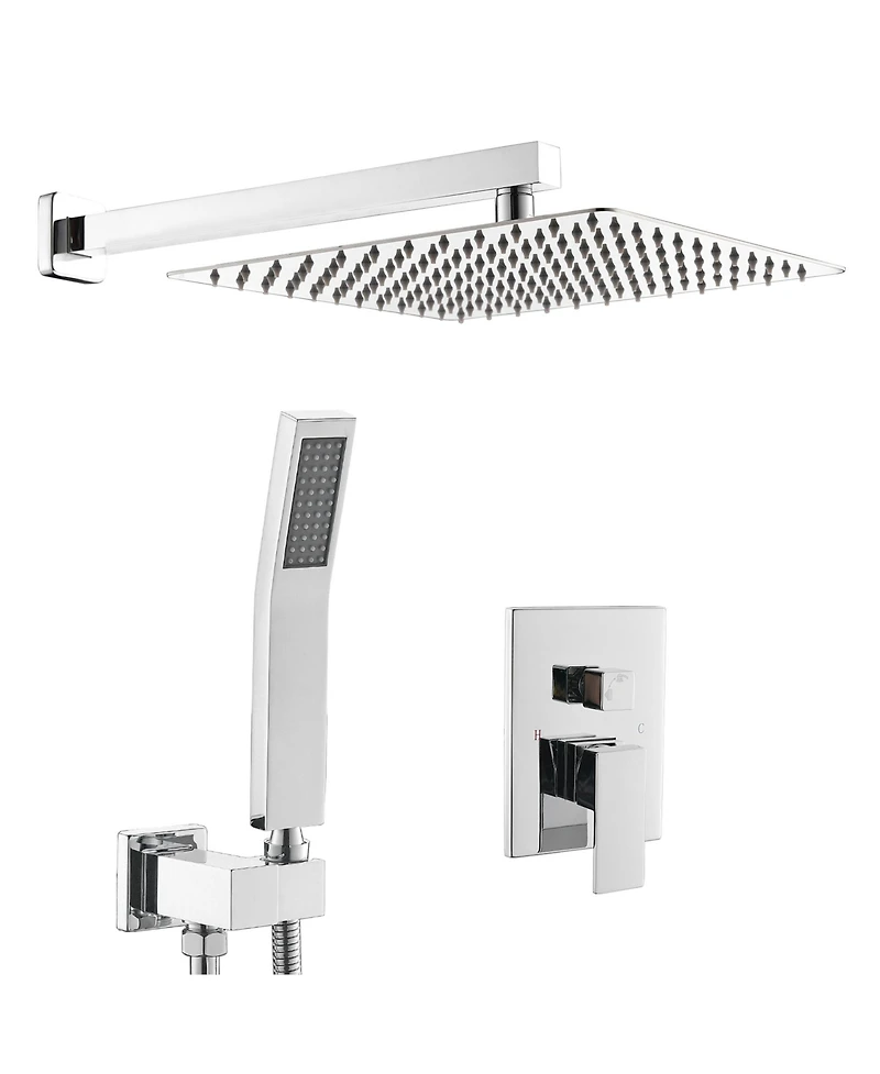 Busdays Bathroom Luxury Rain Mixer Combo Set Wall Mounted Rainfall Shower Head System Polished Chrome, Contain Faucet Rough-in Valve Body and Trim