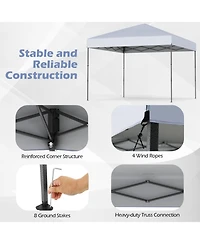 Gouun 10 x 10 ft Pop Up Canopy Tent with Carrying Bag Eight Stakes and Wind Ropes
