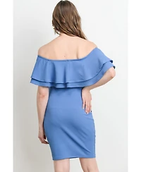 Hello Miz Maternity Off-the-Shoulder Bodycon Ruched Mini Dress