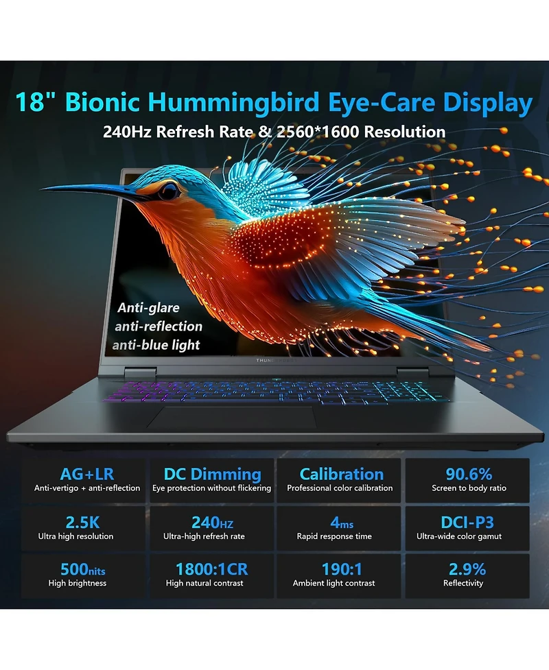 Thunderobot Zero 18 Traditional Laptop Intel Core Ultra 9 ,16GB Ram Nvidia GeForce Rtx 5080 2TB Ssd Storage Windows 11 Home 240Hz