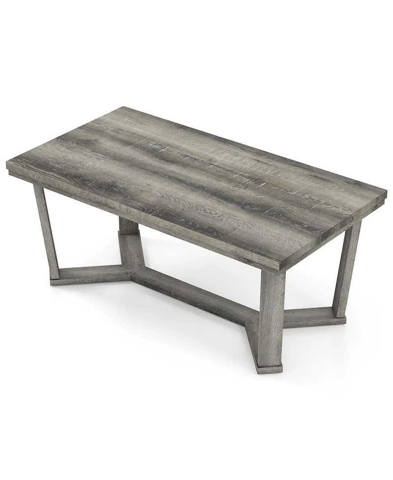 Slickblue Coffee Table with Rubber Wood Cross Shaped Base