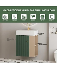 Sillysis Bathroom Vanity with Sink, Modern Wood Cabinet, Soft Close Door and Open Storage, Small Space Organizer