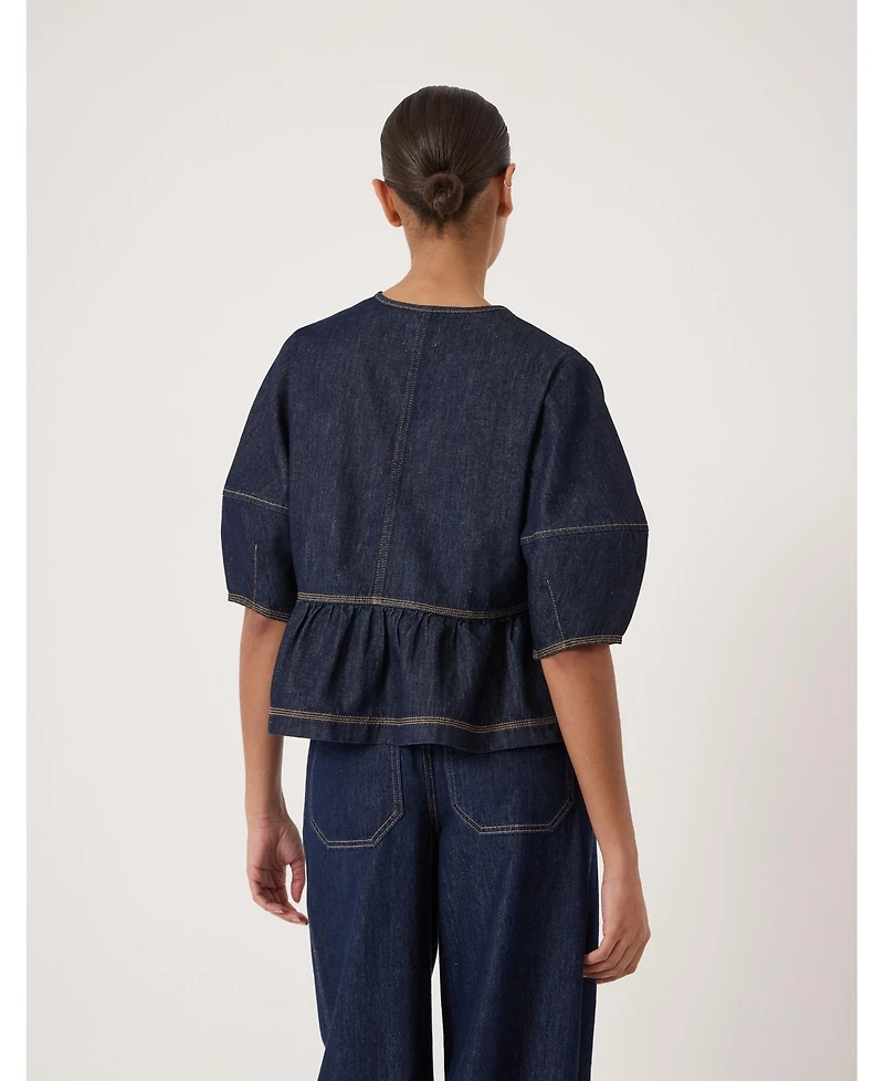 Hush Women's Betty Barrel Sleeve Denim Top