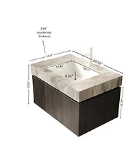 Sillysis Italian Wall Mounted Bathroom Vanity with Sintered Stone Top, Ceramic Undermount Sink, Soft Close Drawer Storage