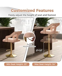 Gymax 4 Pcs Adjustable Swivel Bar Stool w/ Footrest 2-Layer Electroplated Metal Base