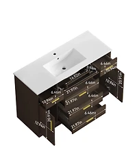 Sillysis Bathroom Vanity with Resin Top, 6 Drawers and 2 Soft Close Doors, Transitional Storage for Modern Bathroom