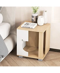 Gymax Cat Bed Side Table w/Head-shaped Entry and Metal Legs Modern End Table Nightstand