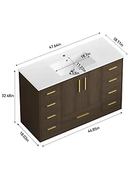 Sillysis Bathroom Vanity with Resin Sink, Soft Close Doors, 9 Storage Drawers and Mdf Cabinet, Transitional Modern Design