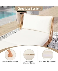 Gouun Boho Patio Wicker Daybed Loveseat with Cushions