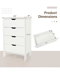 Gymax 4-Drawer Dresser Nightstand w/Handles Anti-Tipping KitsandDeep Drawers for Bedroom