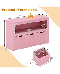 Sugift Kids Toy Storage Cabinet with Drawers Wheels and Cube Shelf