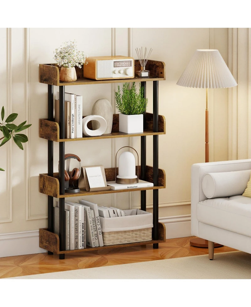 Gouun 4-Tier Industrial Open Bookcase with Anti-Tipping Kit