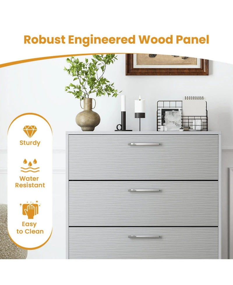 Gouun 4-Drawer Storage Cabinet with Metal Legs and Anti-Toppling Devices