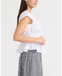 Ellen Tracy Women's Shirred Sleeveless Top with Front Ties