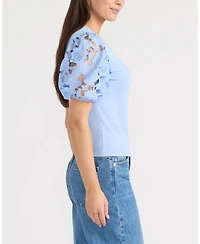 Ellen Tracy Women's Lace Sleeve Top