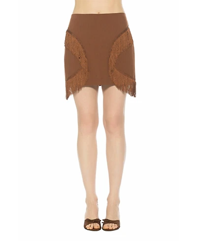 Alexia Admor Women's Lior Fringe Grommet Mini Skirt