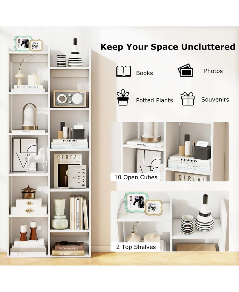 Gouun 11-Tier Modern Book Organizer Bookcase with Safety Kits