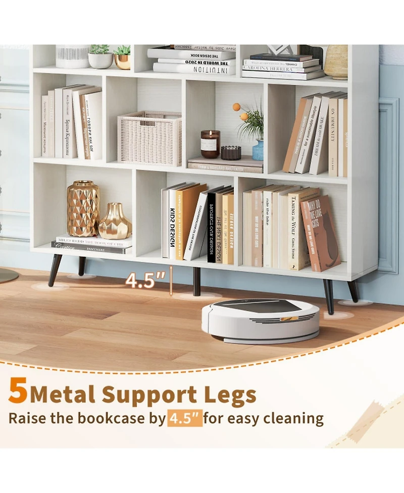 Gouun 10-Cube Bookcase with 5 Tapered Metal Legs and Anti-Tipping Kits