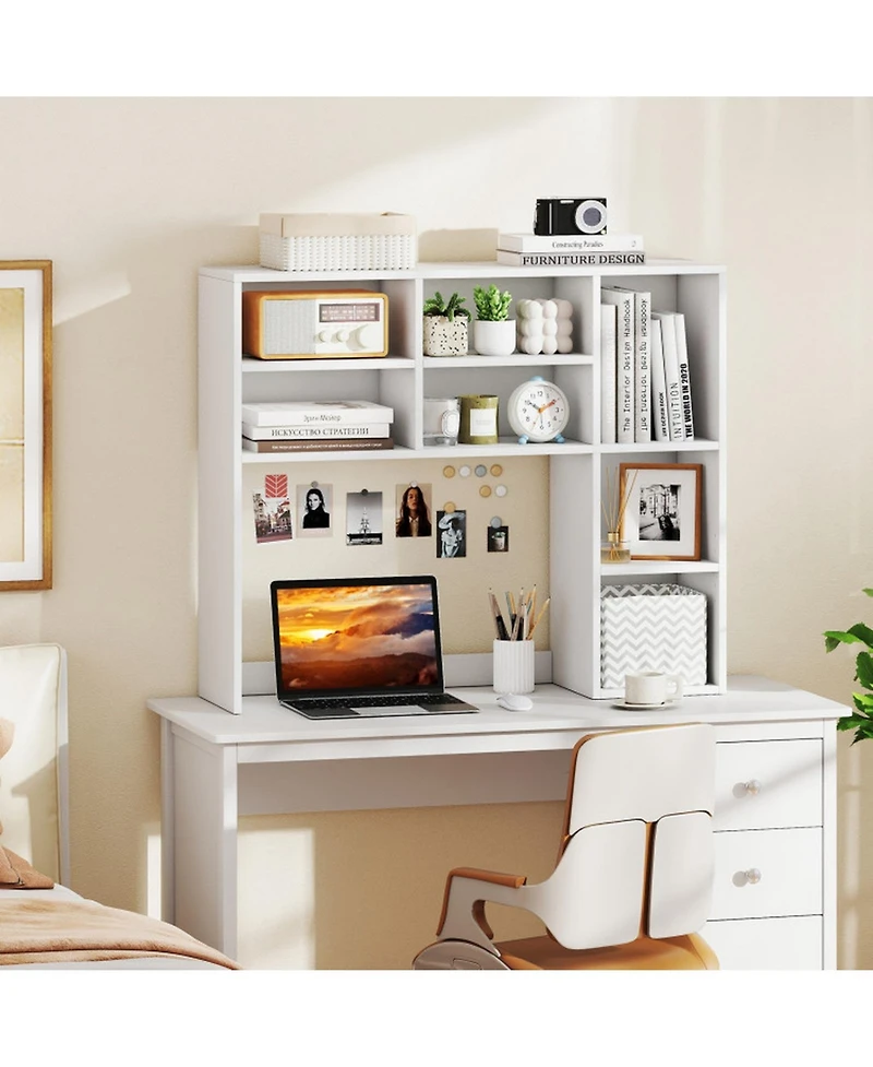 Gouun Desktop Bookshelf with 7 Cubbies and 3 Adjustable Shelves