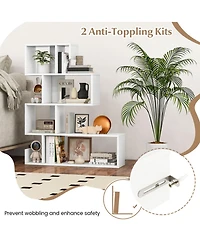 Gouun 5-Tier S-Shaped Geometric Bookshelf with Open Cubes