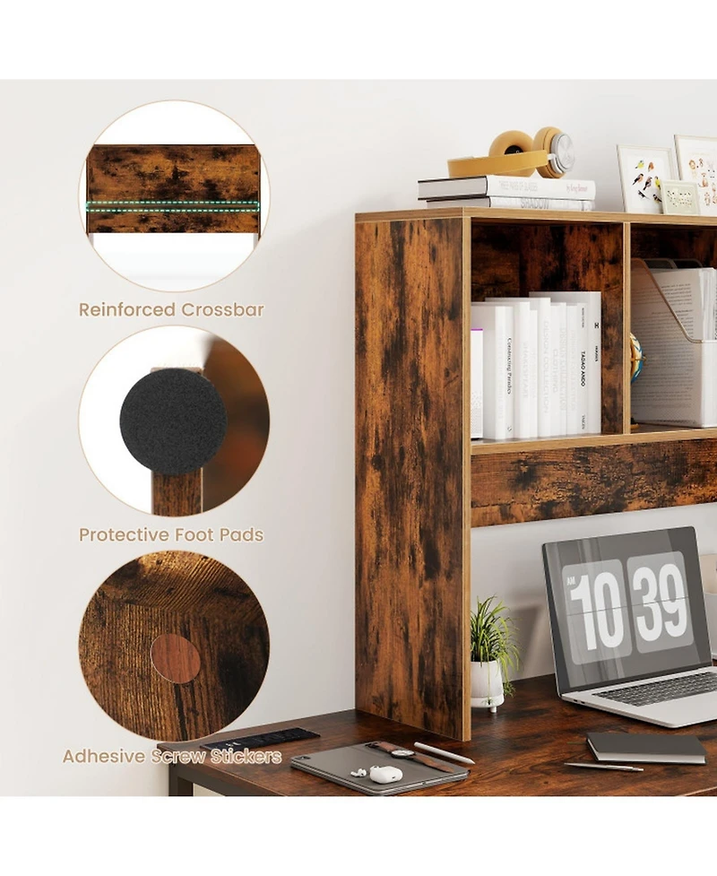 Gouun Desktop Bookcase with 4 Cubbies and Open Back Compartment