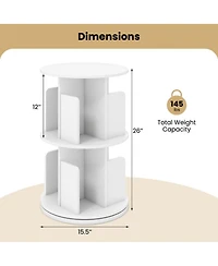 Gouun 2-Tier Rotating Bookshelf with Dividers and Swivel Base