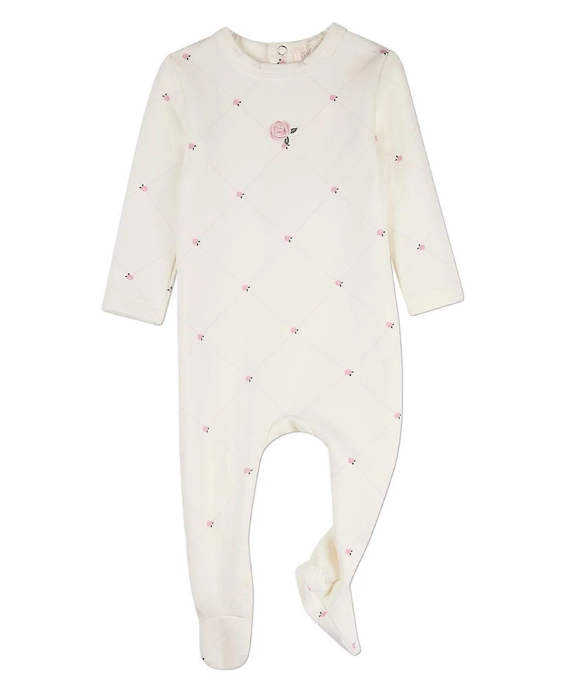 MeMoi Baby Girls "Rosettes and Stitching" Cotton/Rayon-Blend Footie